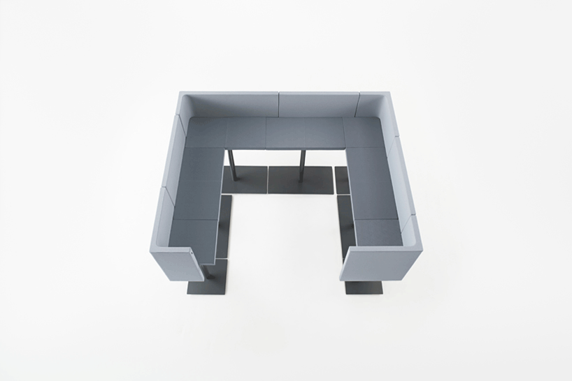 nendo connects office furniture with bracket-shaped units