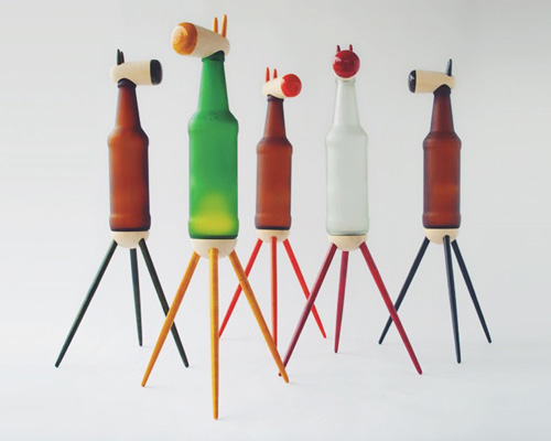 nishi chauhan upcycles old bottles for customizable animal lamp