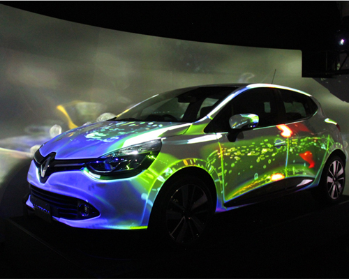 renault touch projection mapping reacts naturally with lutecia's form