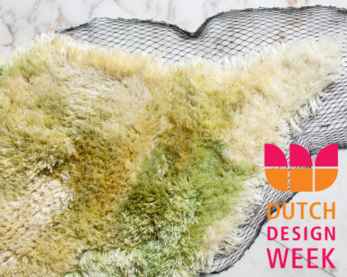 studio nienke hoogvliet tufts rug from fishing net and sea algae yarn