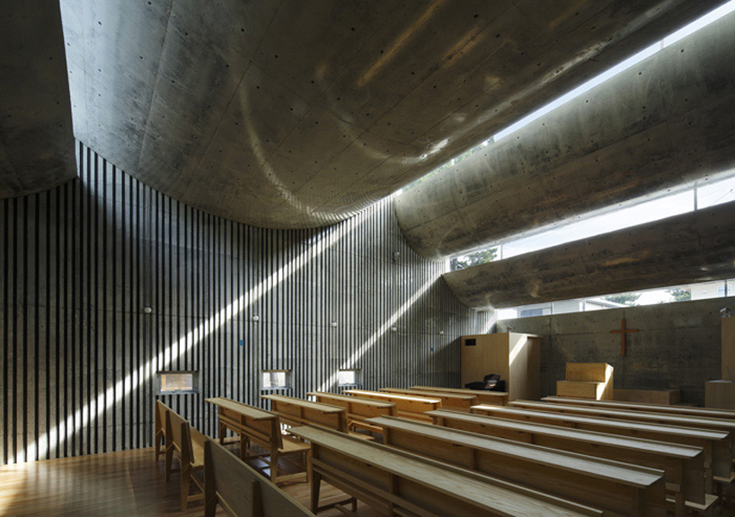 takeshi hosaka curves concrete forms above shonan christ church