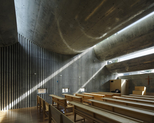 takeshi hosaka curves concrete forms above shonan christ church