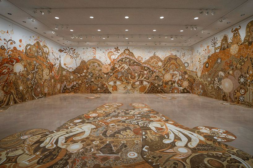 yusuke asai embellishes rice gallery with yamatane earth painting
