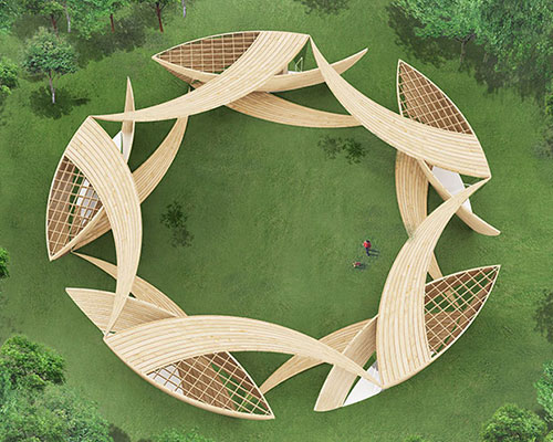 timber ribbons encircle the quezon day center by yuusuke karasawa architects