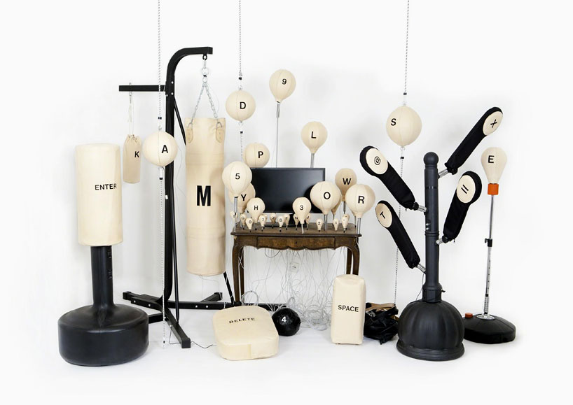 workout computer by bless features punching bag keyboard at istanbul design biennial