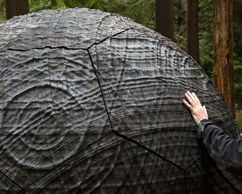 spherical wooden sculpture by semiconductor makes scientific data tangible