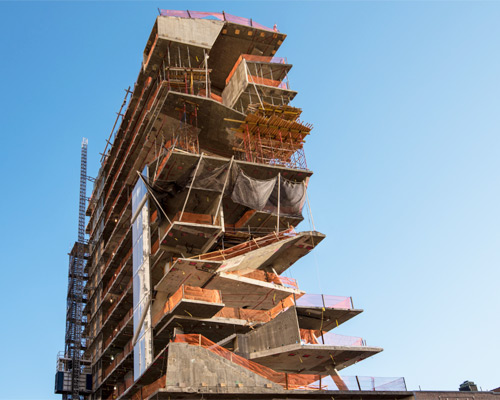 folded slabs of DS+R-designed columbia medical center take shape in NY