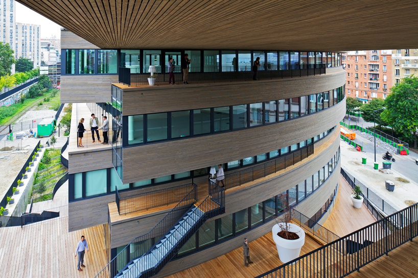 MVRDV's eco-efficient pushed slab office building completed in paris