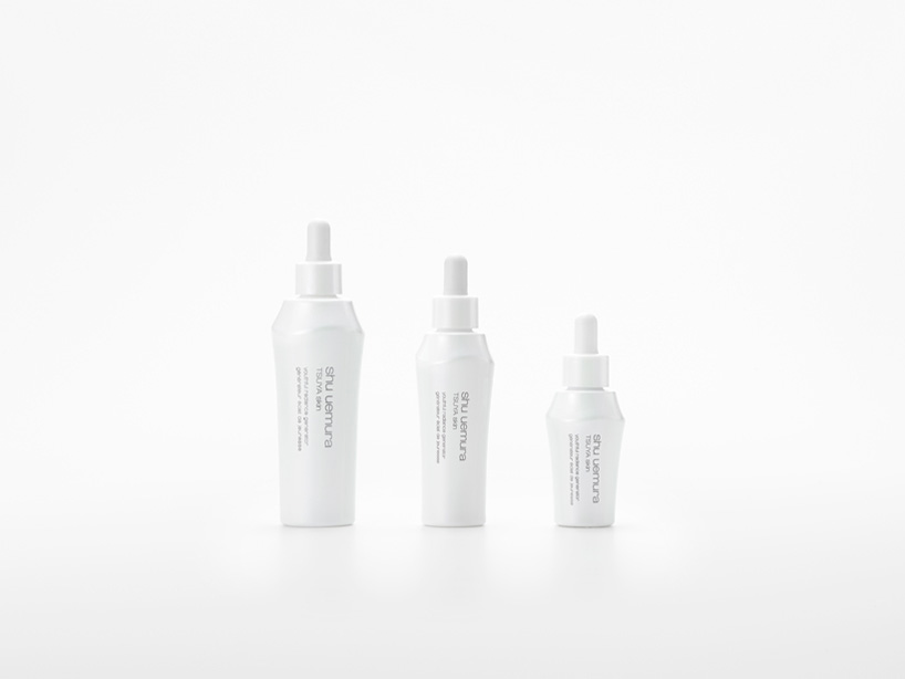 nendo for shu uemura visualizes smooth skin with cosmetic containers
