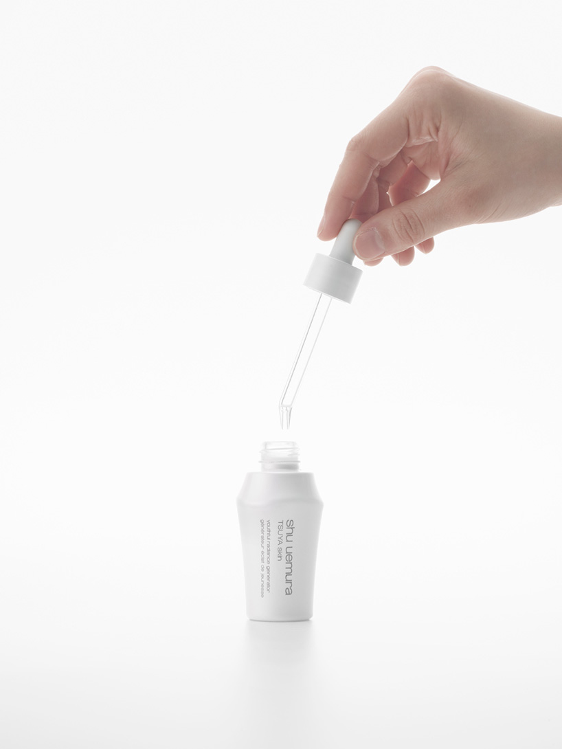 nendo for shu uemura visualizes smooth skin with cosmetic containers