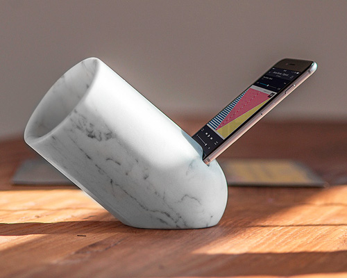 ovo by monitillo marmi is an iphone amplifier made from carrara marble