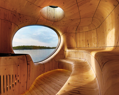 partisans' grotto sauna in canada features bold sculptural forms