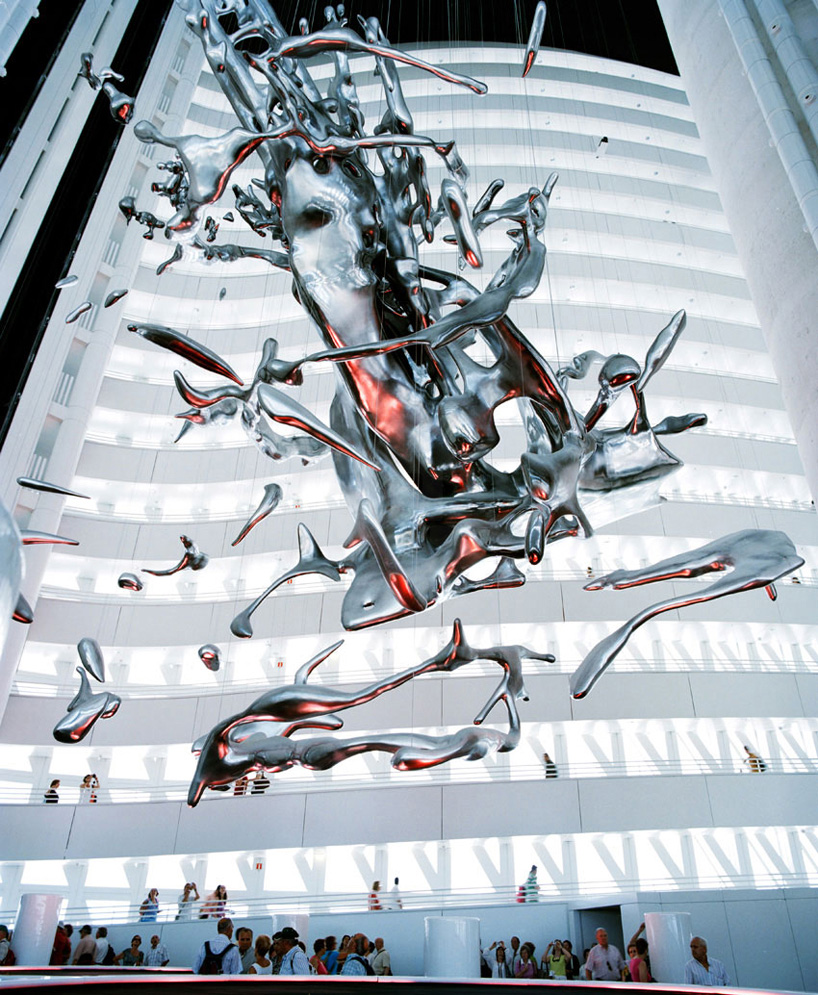 program collective metallic splash sculpture world expo zaragoza spain