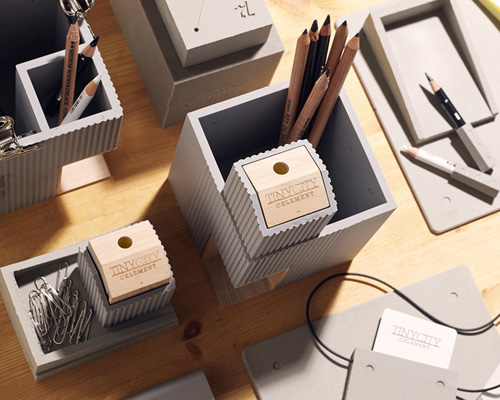 tripleliving constructs tiny city stationery from soft concrete