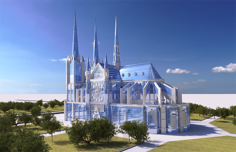 vasily klyukin envisions XXI century mirror-clad notre dame