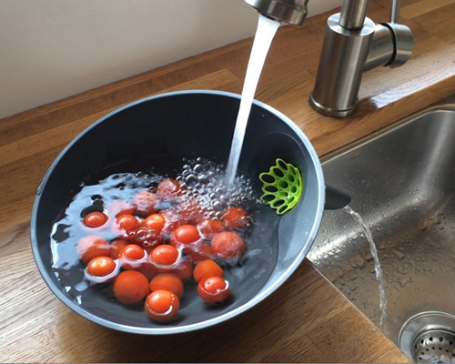 anton strainer bowl by caveman factory solves multiple kitchen problems