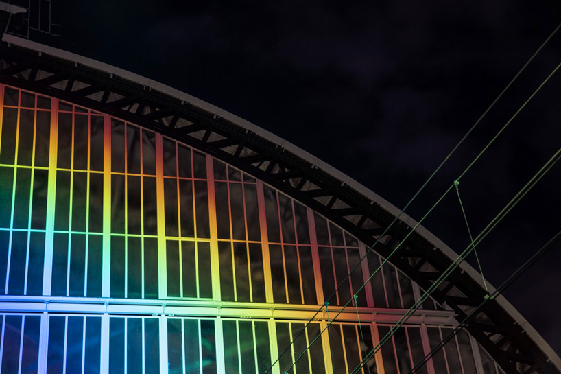 daan roosegaarde opens rainbow station at amsterdam central station