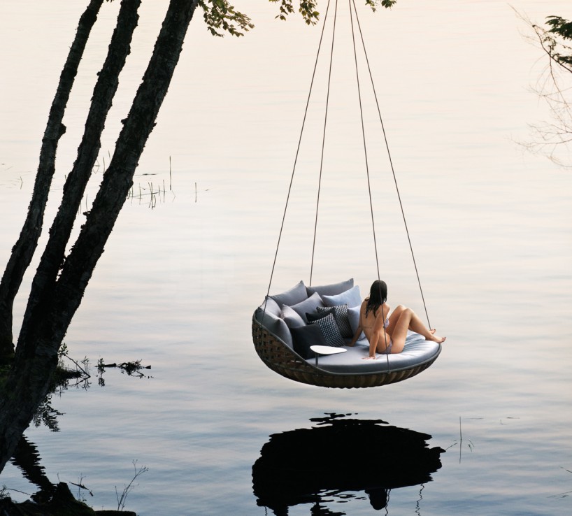 daniel pouzet's swingrest hanging outdoor lounge for dedon