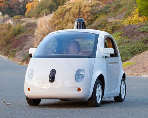unveiling of functional google self driving car with steering wheel