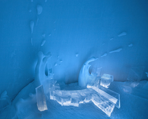 global designers form hotel's 25th annual icebar as an explosion of snow