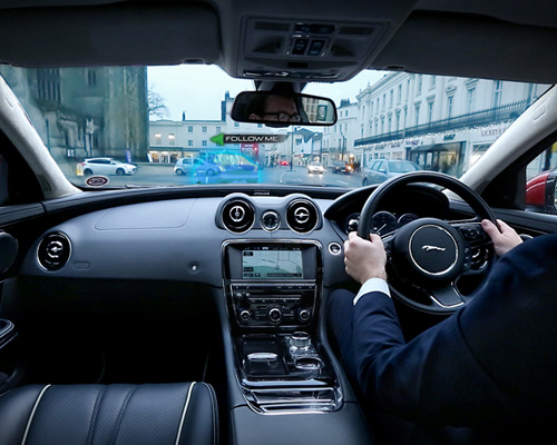 jaguar land rover 360 virtual urban windscreen uses heads-up display