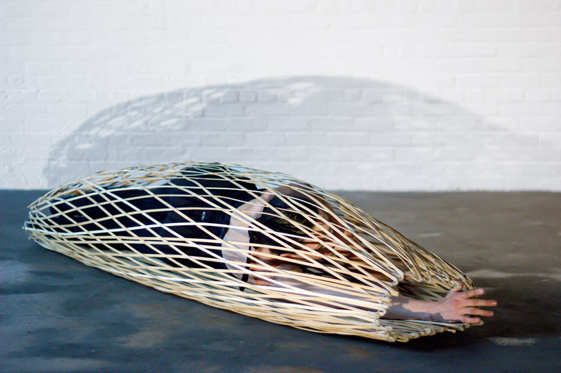 maria blaisse dancers with bamboo structures at the noguchi museum
