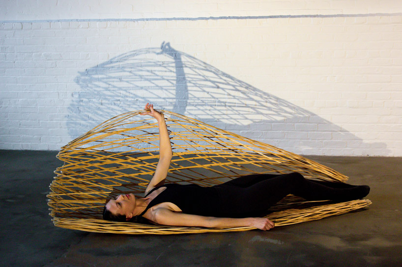 maria blaisse dancers with bamboo structures at the noguchi museum