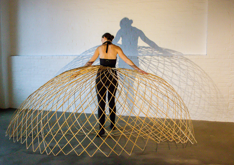 maria blaisse dancers with bamboo structures at the noguchi museum