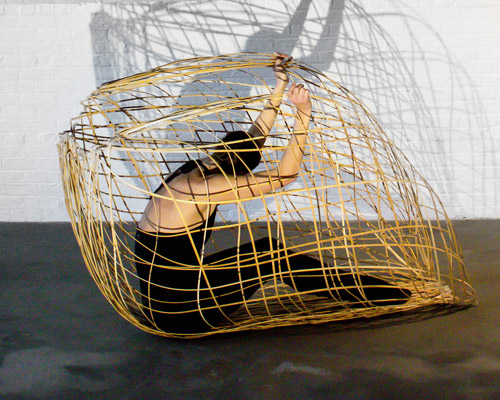 maria blaisse brings dancers' movements to life with bamboo structures