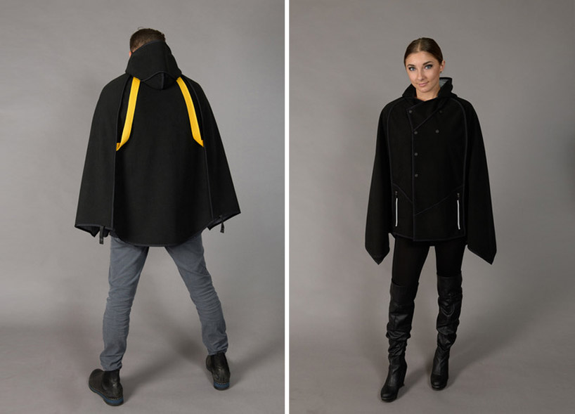 mavari cloak by juan carlos viso transforms into a backpack and wetsuit