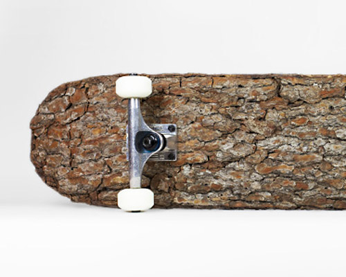 christophe guinet uses tree bark in the making of natural skateboard