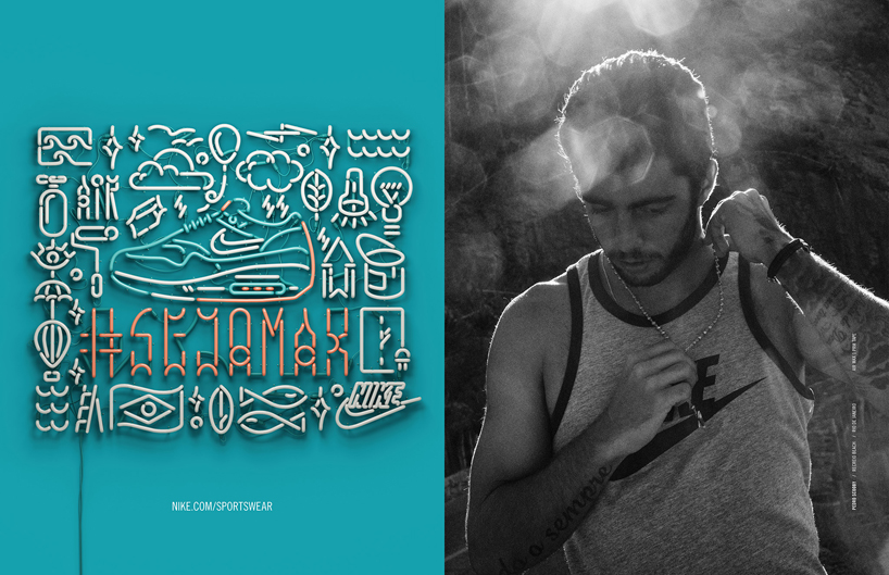  rizon parein's neon light installation for NIKE sejamax campaign