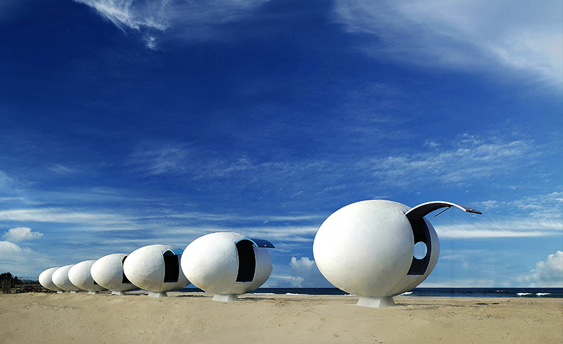 yoon space song pyoung albang egg-shaped outdoor living capsules seoul korea