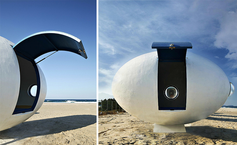 yoon space song pyoung albang egg-shaped outdoor living capsules seoul korea