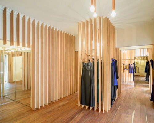 zeller & moye fits out sandra weil store in mexico with timber slats