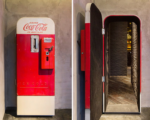 alberto caiola hides flask cocktail bar behind a coke vending machine