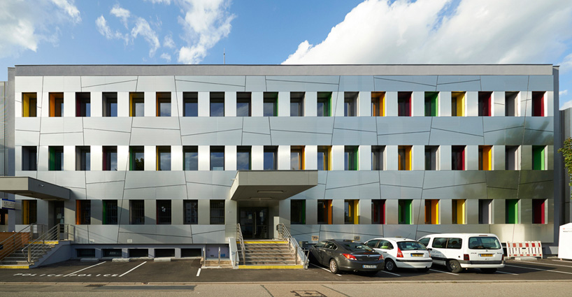 atelier filippini city hall perforated steel france illkirch-graffenstaden designboom