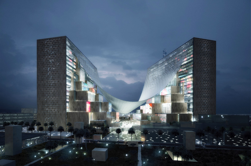 BIG's proposal for middle east media HQ features giant tensile canopy