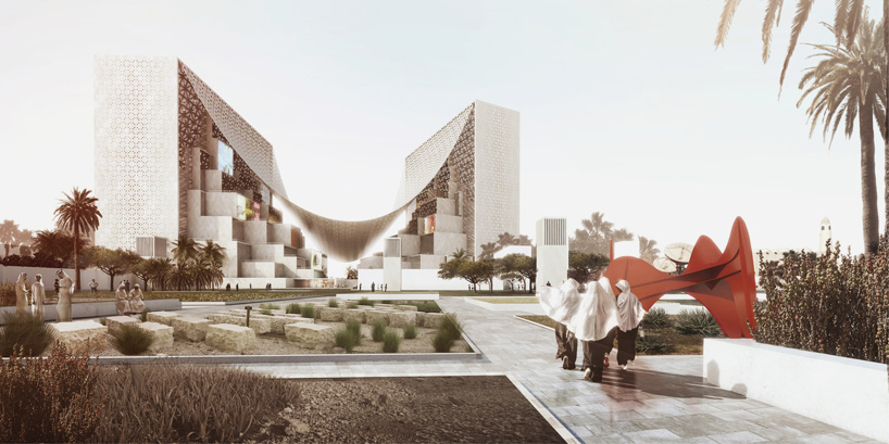 BIG's proposal for middle east media HQ features giant tensile canopy