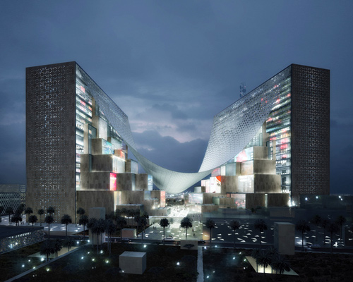 BIG's proposal for middle east media HQ features giant tensile canopy