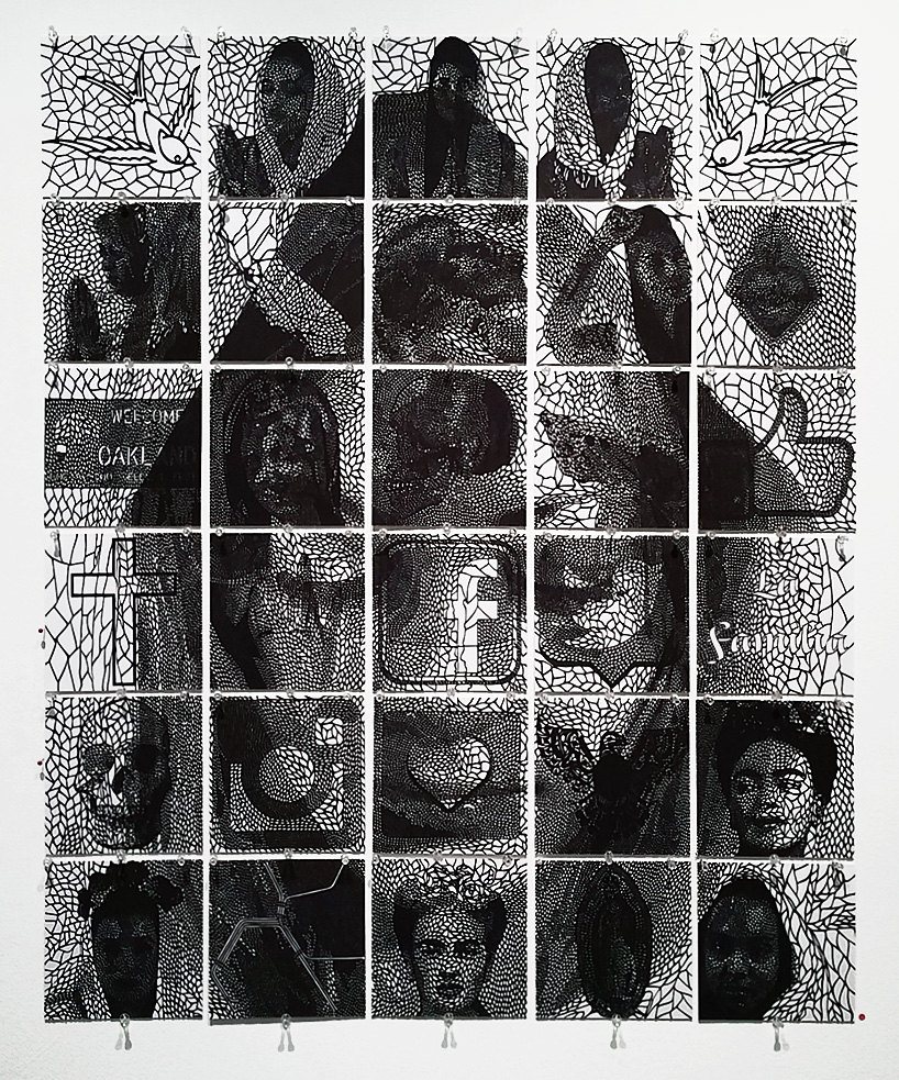 hand-cut paper by carlo fantin unites religious art + social media culture