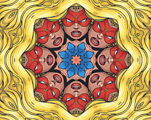 eduard horn turns comic book characters into kaleidoscopic compositions