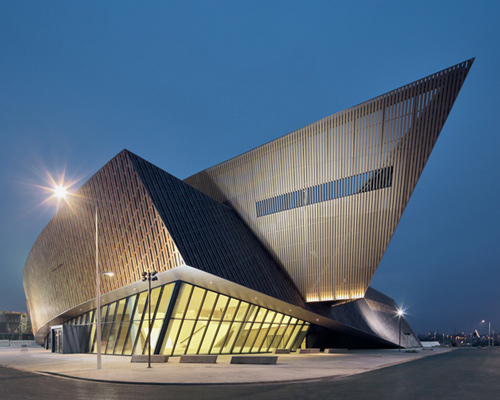an inside look at daniel libeskind's mons conference center in belgium