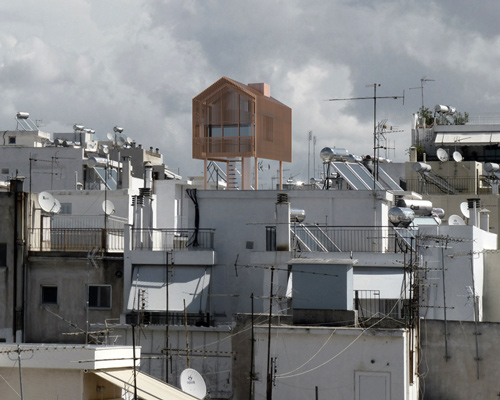 elevated urban hut proposed for the rooftops of athens