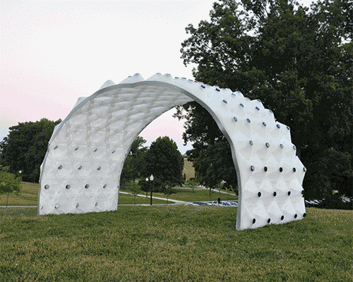 design lab workshop's solar bytes pavilion reacts to solar exposure
