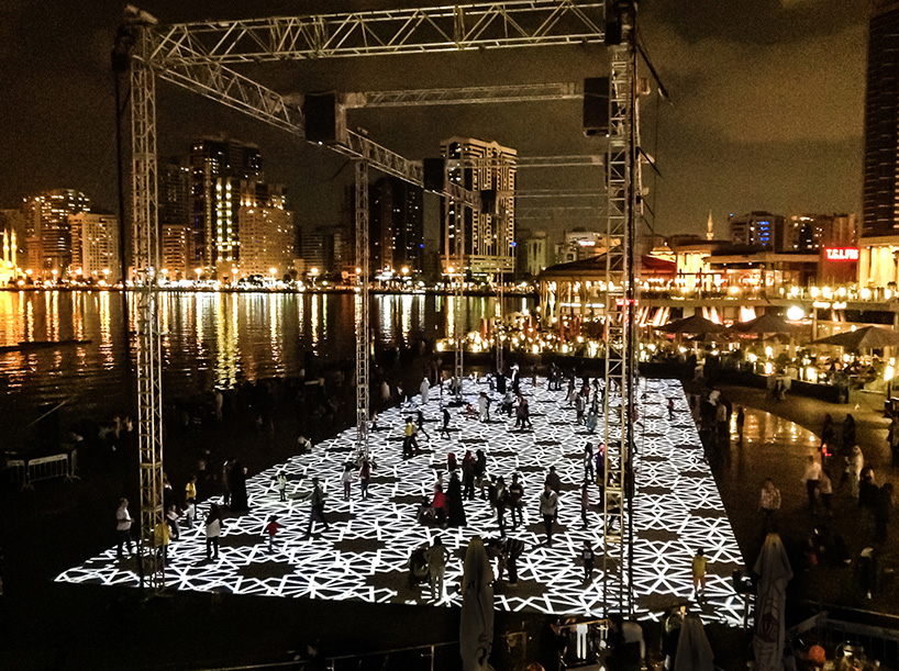 miguel chevalier projects digital arabesques along the al majaz waterfront