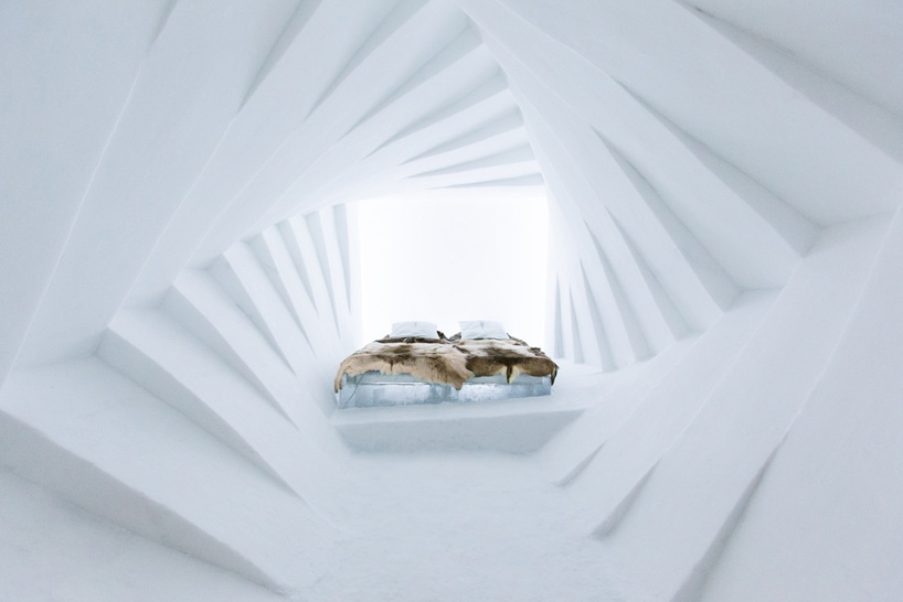 inside the art suites at the 25th icehotel in jukkasjärvi