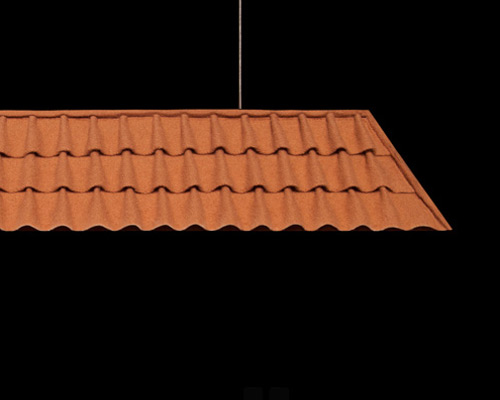 luis nascimento's roof tiles lamp brings architecture inside the home
