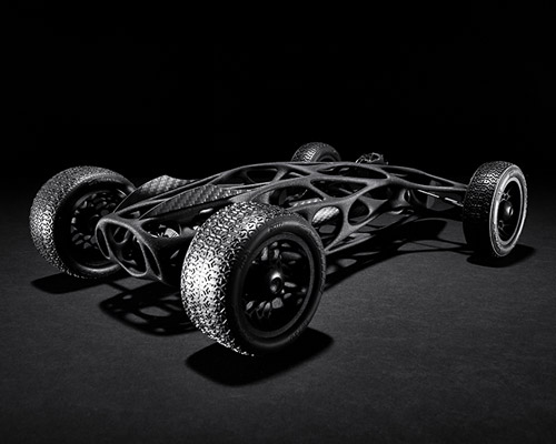 rubber band-powered cirin RC car fuses mechanical design + sculpture