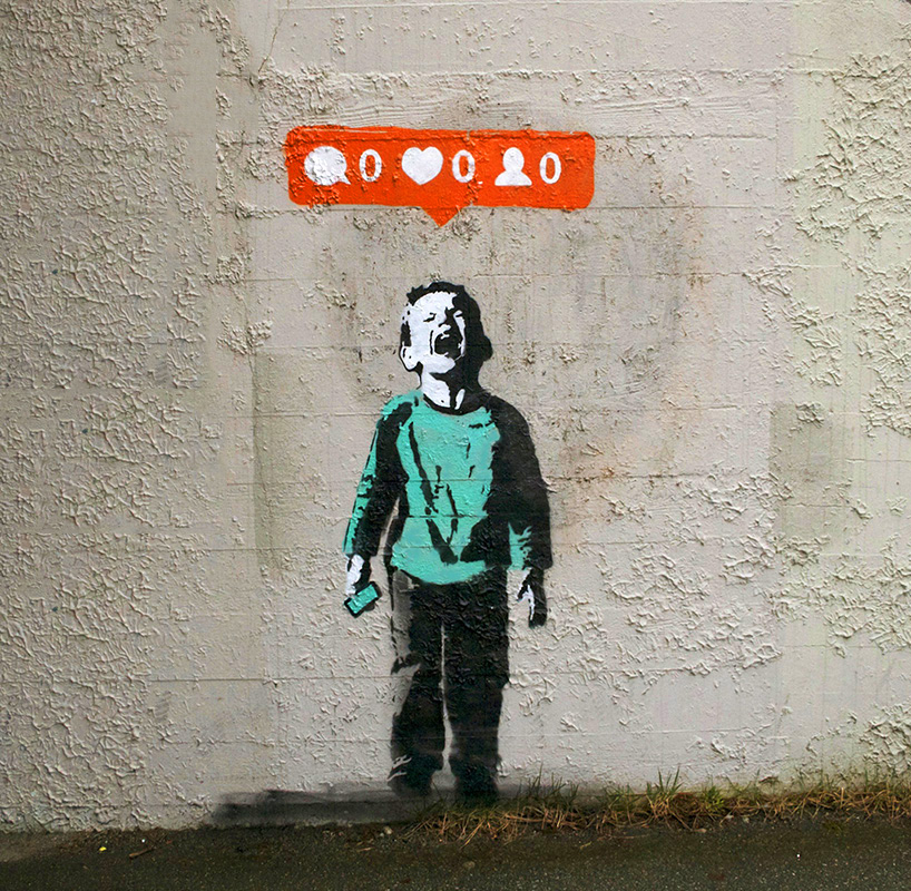 street art stencils show social media culture through graffiti